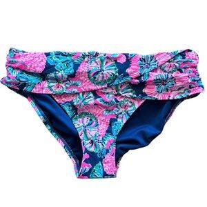 Lilly Pulitzer Lagoon Sarong Hipster Bikini Bottom Navy Size 6 NWT